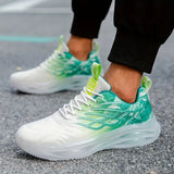 Men's Trendy Air Cushion Sneakers With Wing Pattern Shock Absorption Non Slip Lace Up Comfy For Outdoor Running Workout Hiking All Seasons