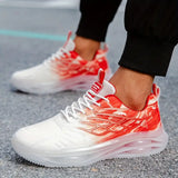 Men's Trendy Air Cushion Sneakers With Wing Pattern Shock Absorption Non Slip Lace Up Comfy For Outdoor Running Workout Hiking All Seasons