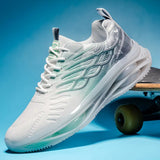 Men's Trendy Air Cushion Sneakers With Wing Pattern Shock Absorption Non Slip Lace Up Comfy For Outdoor Running Workout Hiking All Seasons