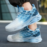 Men's Trendy Air Cushion Sneakers With Wing Pattern Shock Absorption Non Slip Lace Up Comfy For Outdoor Running Workout Hiking All Seasons