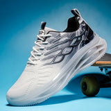 Men's Trendy Air Cushion Sneakers With Wing Pattern Shock Absorption Non Slip Lace Up Comfy For Outdoor Running Workout Hiking All Seasons