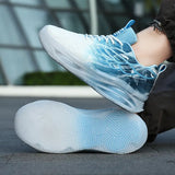 Men's Trendy Air Cushion Sneakers With Wing Pattern Shock Absorption Non Slip Lace Up Comfy For Outdoor Running Workout Hiking All Seasons