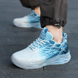 Men's Trendy Air Cushion Sneakers With Wing Pattern Shock Absorption Non Slip Lace Up Comfy For Outdoor Running Workout Hiking All Seasons