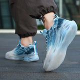 Men's Trendy Air Cushion Sneakers With Wing Pattern Shock Absorption Non Slip Lace Up Comfy For Outdoor Running Workout Hiking All Seasons