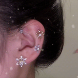 No-pierce Snowflake Earrings With Rotating Shining Star