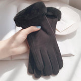 Warm Gloves for Women Winter Fleece-lined Thick Suede Autumn and Winter Cold-Proof Touch Screen New Cycling Ski Riding Gloves