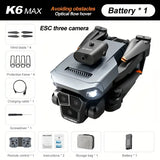 K6 MAX Triple-Camera Drone 4K HD Optical Flow Positioning 360° Obstacle Avoidance Foldable Quadcopter Wifi FPV RC Toys Drone