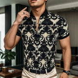Men's 3D Floral Stretch Collar Cooling Shirt