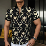 Men's 3D Floral Stretch Collar Cooling Shirt