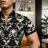 Men's 3D Floral Stretch Collar Cooling Shirt