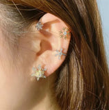 No-pierce Snowflake Earrings With Rotating Shining Star