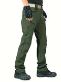 Men's Multi Pocket Fleece Warm Tactical Pants, Loose Casual Outdoor Pants, Men's Work Pants, Suitable For Hiking, Camping, And Hiking